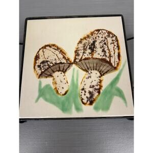 Vintage Franciscan Interpace USA 6x 6 in Tile Trivet Hot Plate with Metal Holder